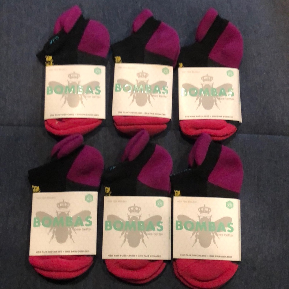 Lot of 6 pairs Bombas socks.  Sz XS